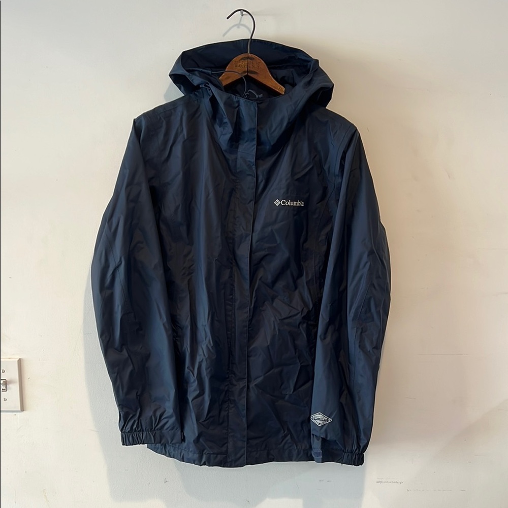Columbia Men's Blue Hooded Rain Jacket